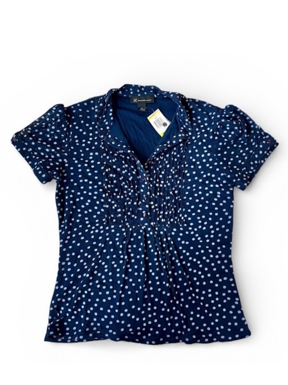 INC International Concepts Blue Polka Dot Blouse